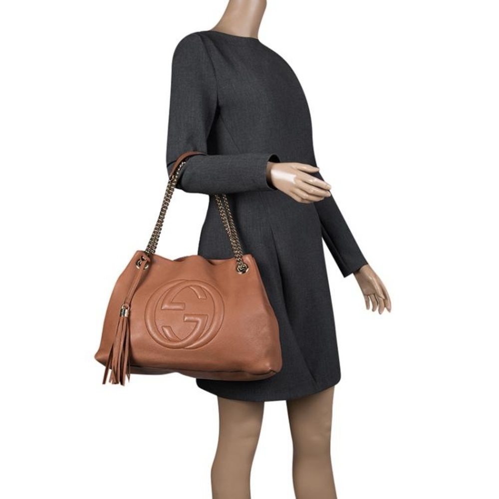 Authentic GUCCI Soho Calfskin Medium Chain Shoulder Bag